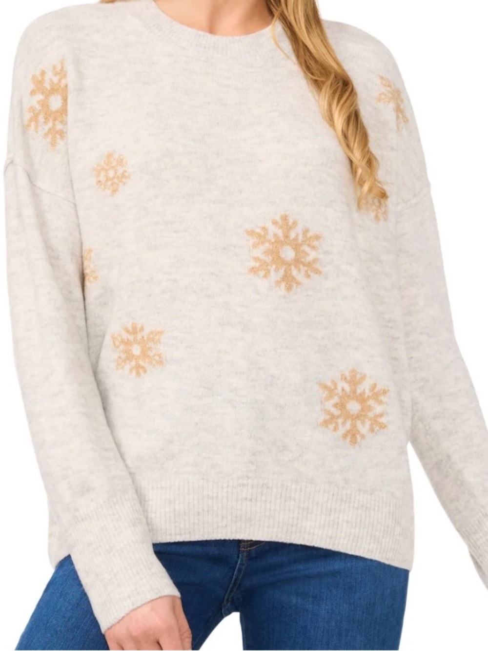 CECE SNOWFLAKE INTARSIA LONG-SLEEVE SWEATER MSRP $79 Size Medium